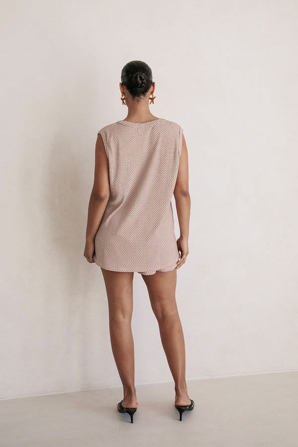 Brown Elastic Drawstring Marah Shorts