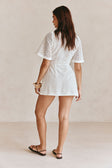 White Short Sleeve Wrap Mini Eliza Dress