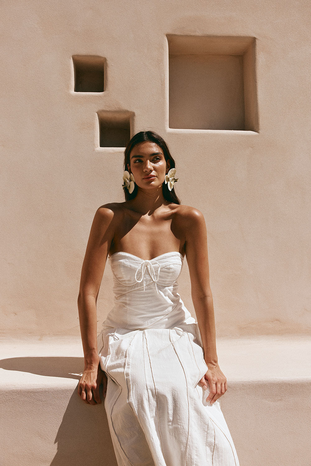 White Pleated Flounce Maxi Viviana Skirt