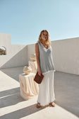 White Woven Ribbed Maxi Silla Skirt