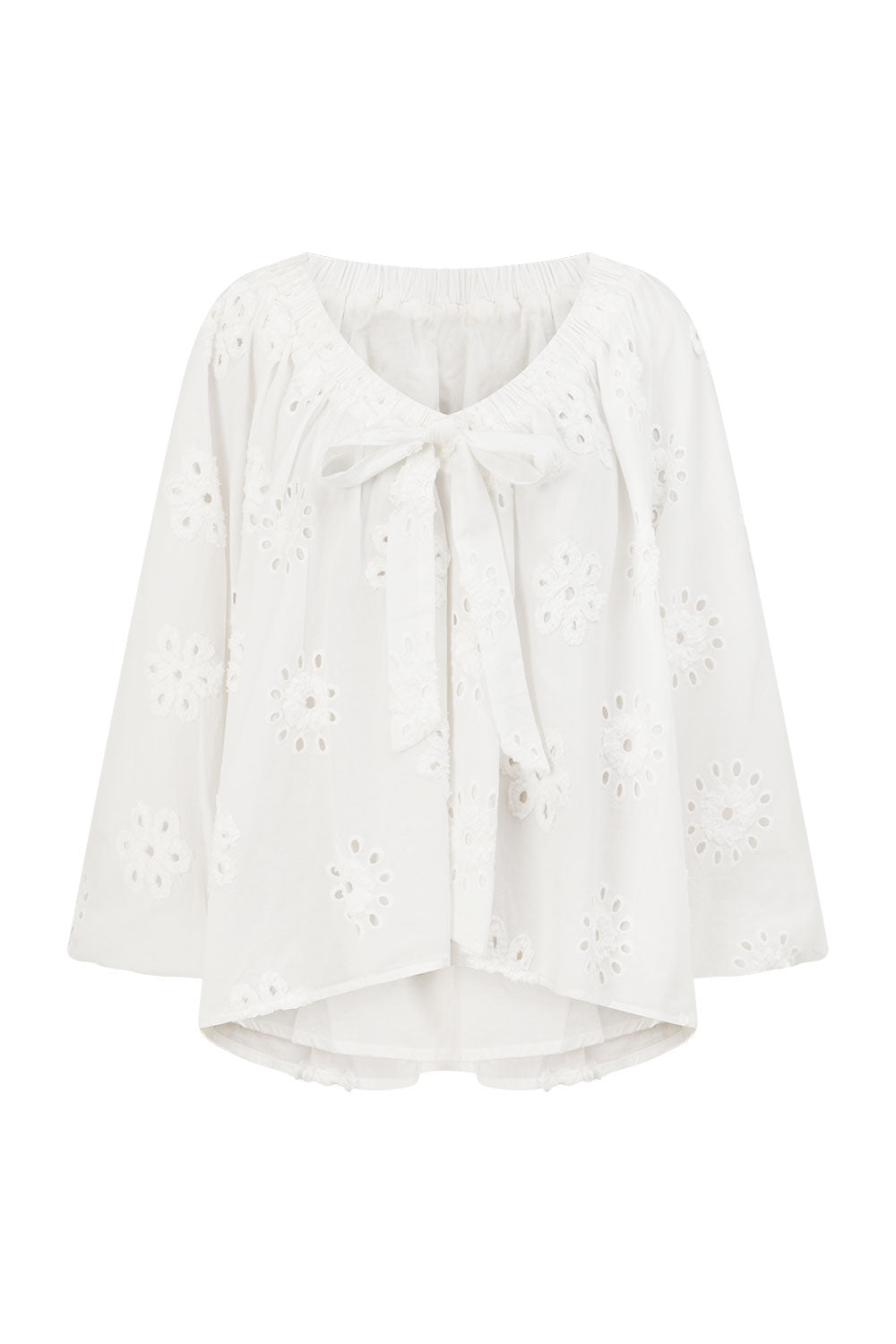 White Broderie Puff Sleeve Aveline Top