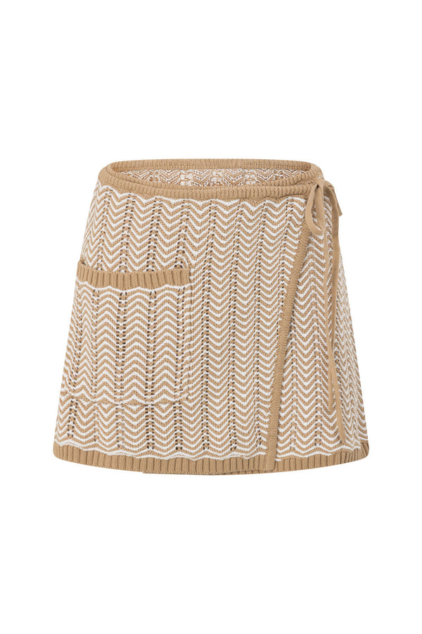 Tan Drawstring Wrap Mini Reims Skirt