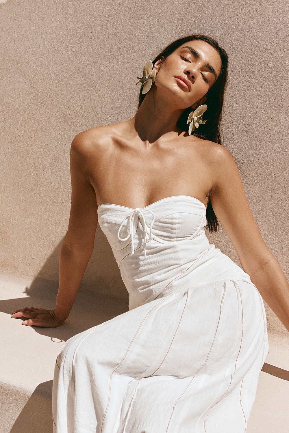 White Strapless Tie Bustier Viviana Top