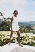 White Cotton Elastic Drawstring Muse Shorts