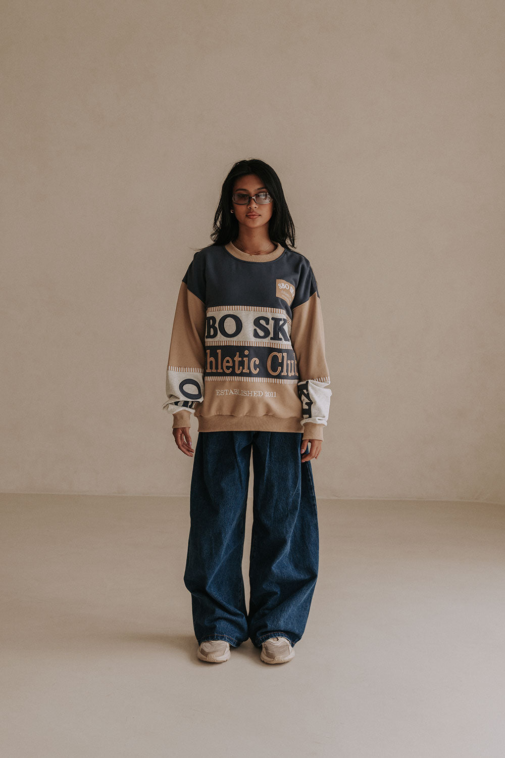 Vienna Sweater - Terry Blue, White, Tan, Grey