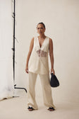 Maarten V Neckline Lace Top - Cream