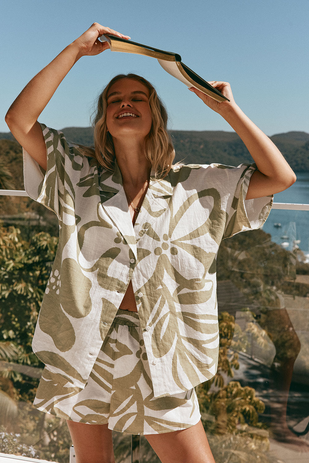 Green Paradisus Floral Print Button Up Senoa Top