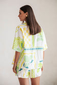 White Prego Verde Print Button Up Collar Seona Top