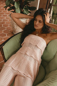 Blush Pink Crochet Knit Strapless Panel Kama Top