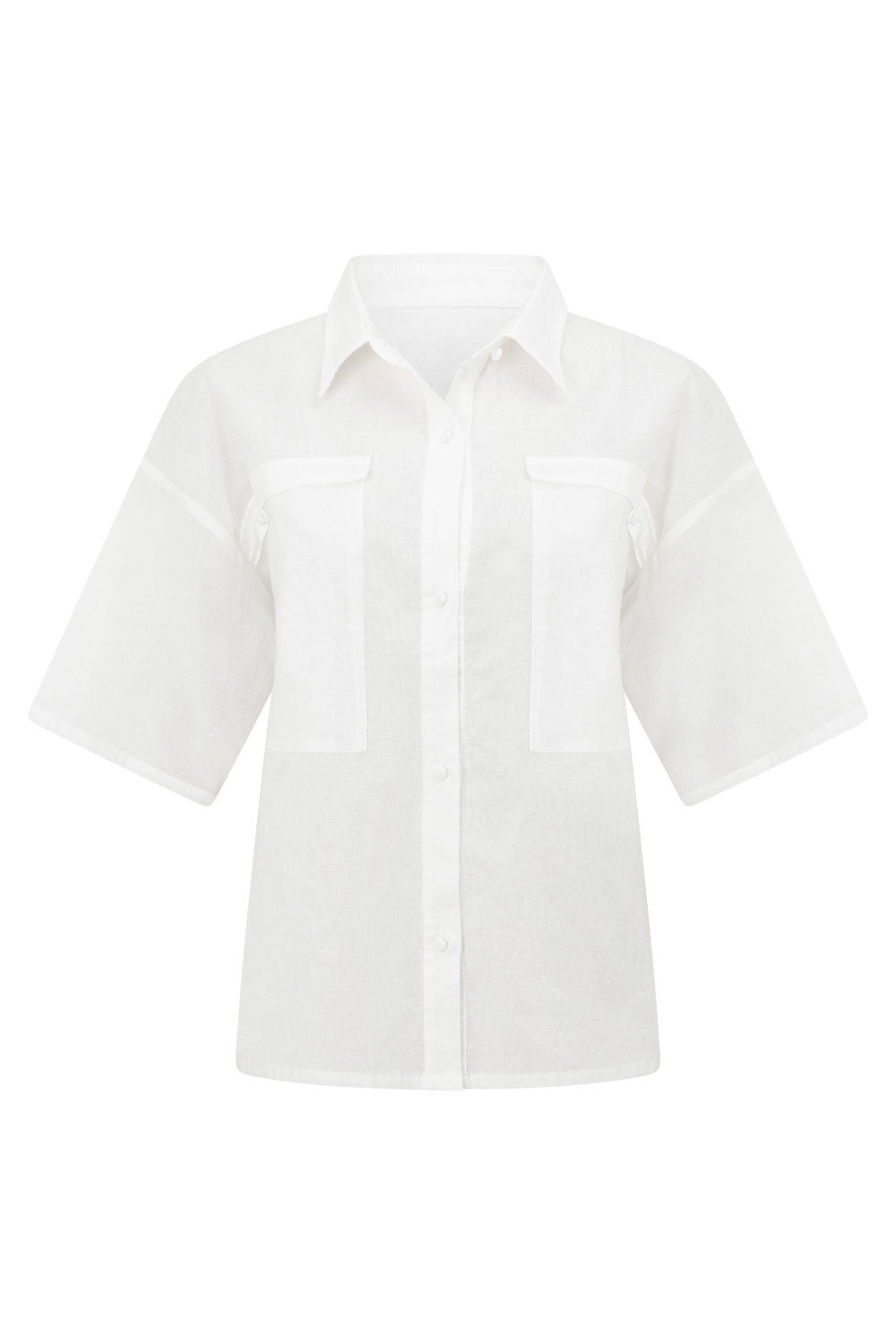 Paige Button Top - White