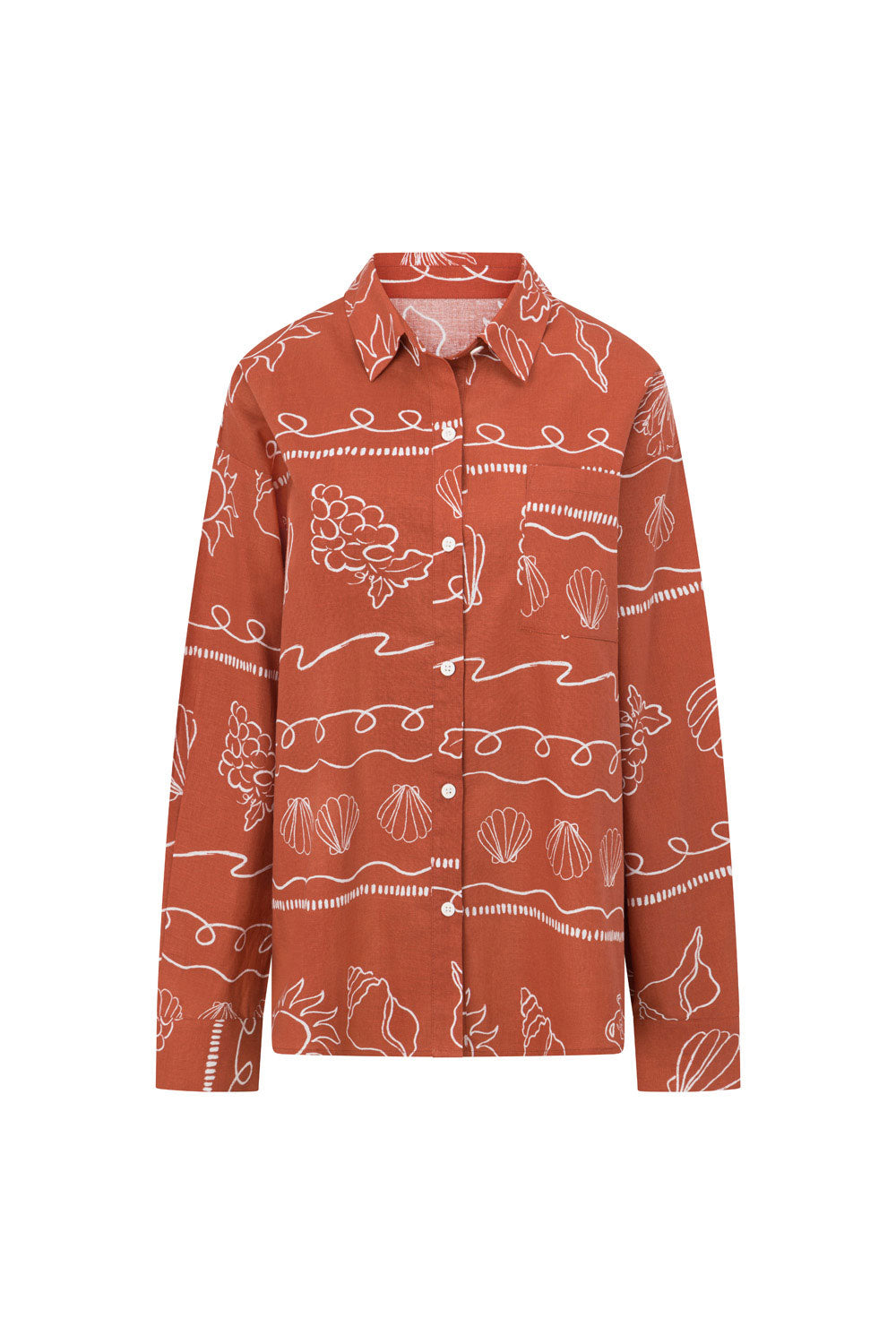 Red Peace Long Sleeve Button Up Zuli Top