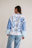 Eclipse Oversized Sweater - Blue, White