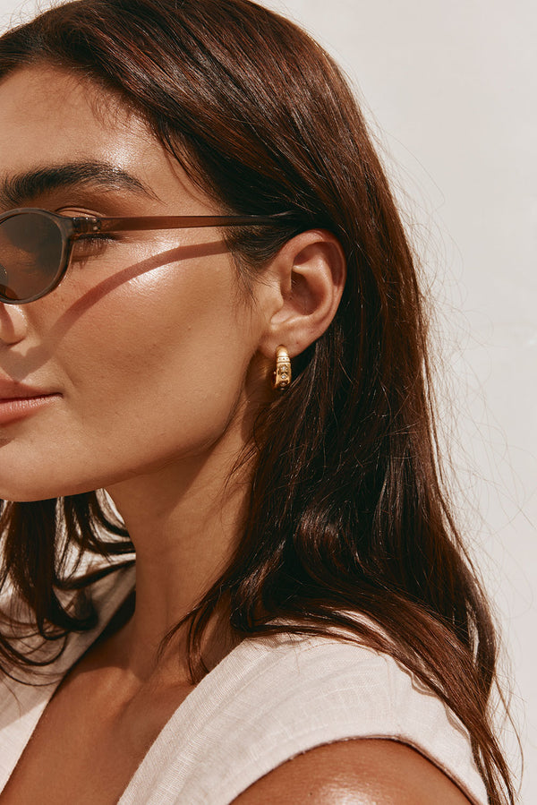 18K Gold Plated Hoop Gemstone Detail Vienna Earrings