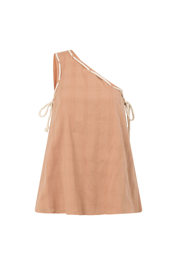 Rust Brown One Shoulder Asymmetric Emmie Top