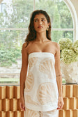 White Coastal Shell Print Strapless Bahari Top