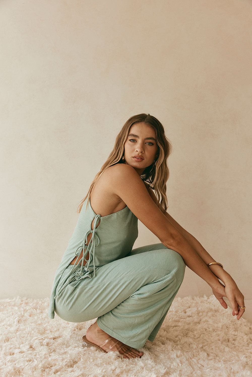 Sage Green Elastic Drawstring Zen Pants