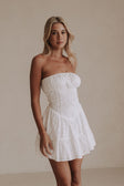 White Strapless Front Tie Mini Mairi Dress