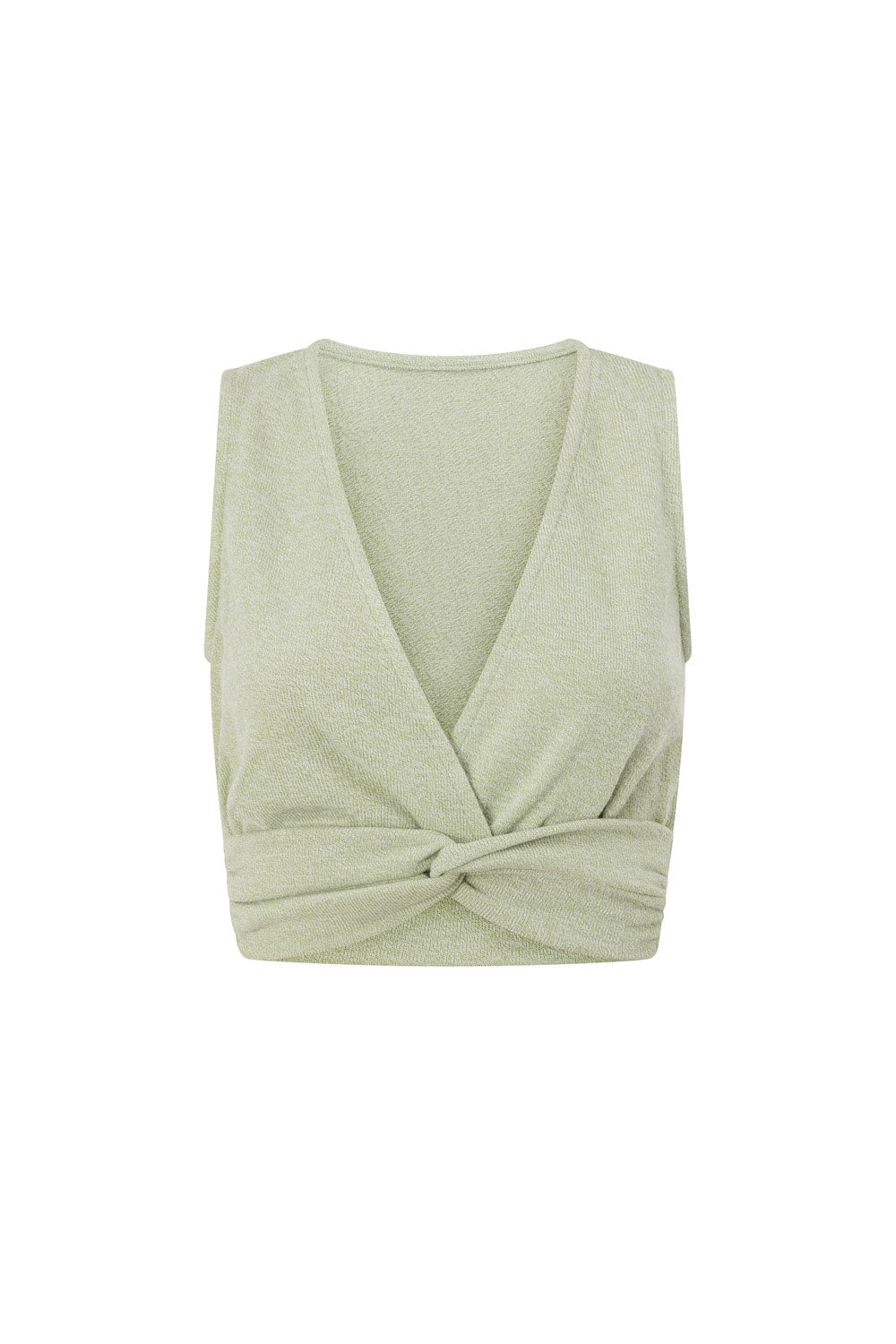 Sierra V Neckline Cutout Crop Top - Green