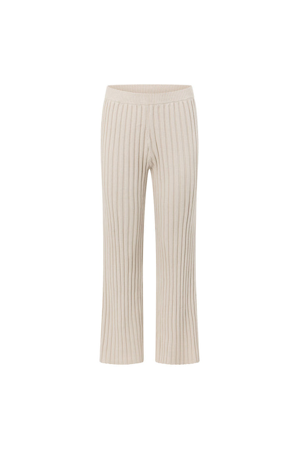 Beige Sand Ribbed Knit Celine Pants
