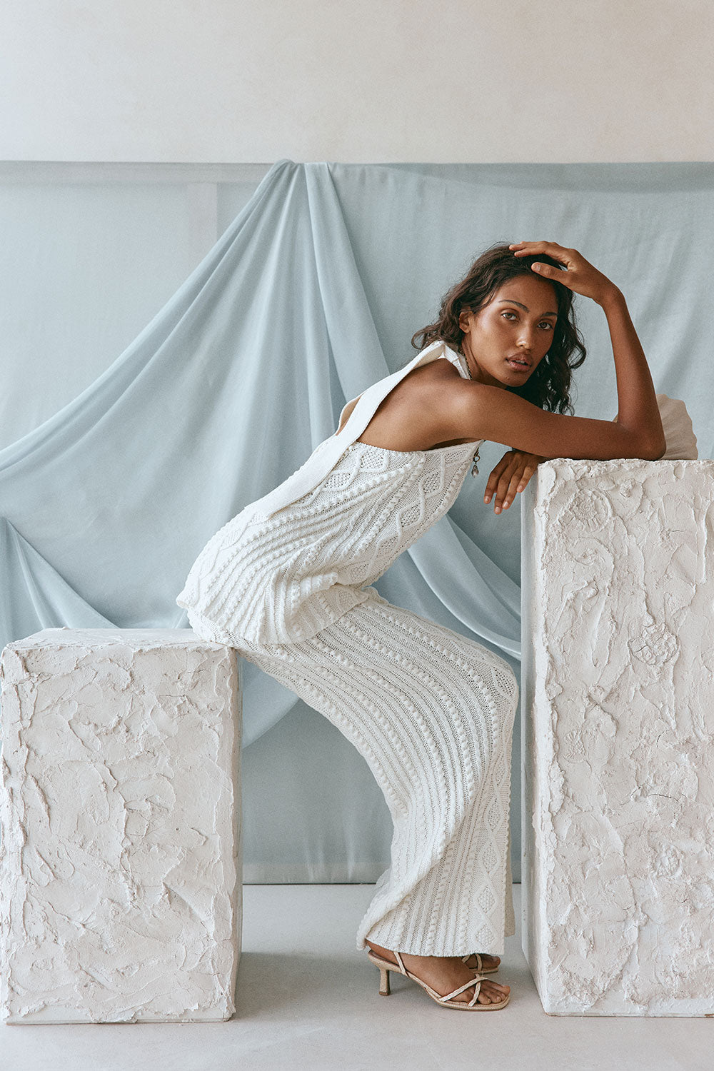 Cream Cable Knit Halter Azari Top – SABO