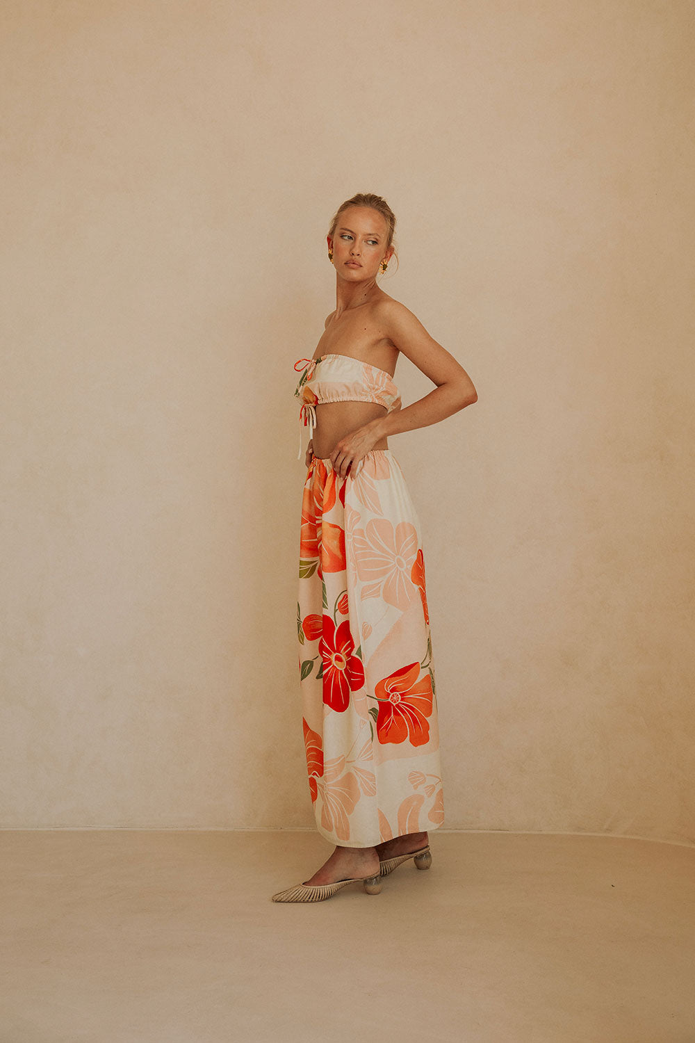 Pink Petal Scarf Tie Cutout Maxi Fei Dress