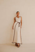 Jazmin V Neckline Tie Maxi Dress - Beige, Brown