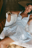 Blue Starfish Broderie Wide Strap Flounce Mini Divino Dress