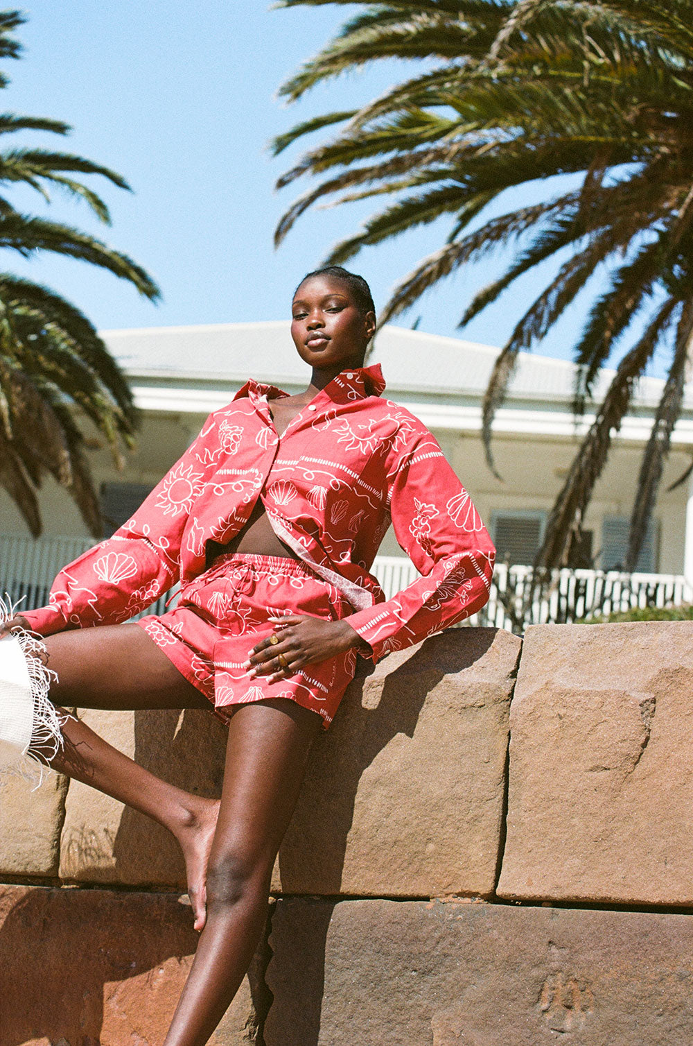 Red Peace Long Sleeve Button Up Zuli Top