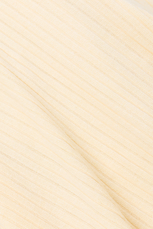 Cream Ribbed Long Sleeve Tie Ruched Eryn Top