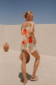 Jetta Thin Strap Tie Top - Petal Scarf, Pink, White, Orange