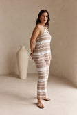 Tan and White Stripe Knit Halter Paz Jumpsuit