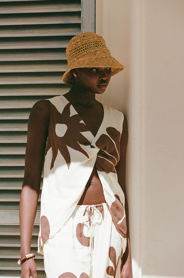 Galene Print V Neck Knot Zana Top