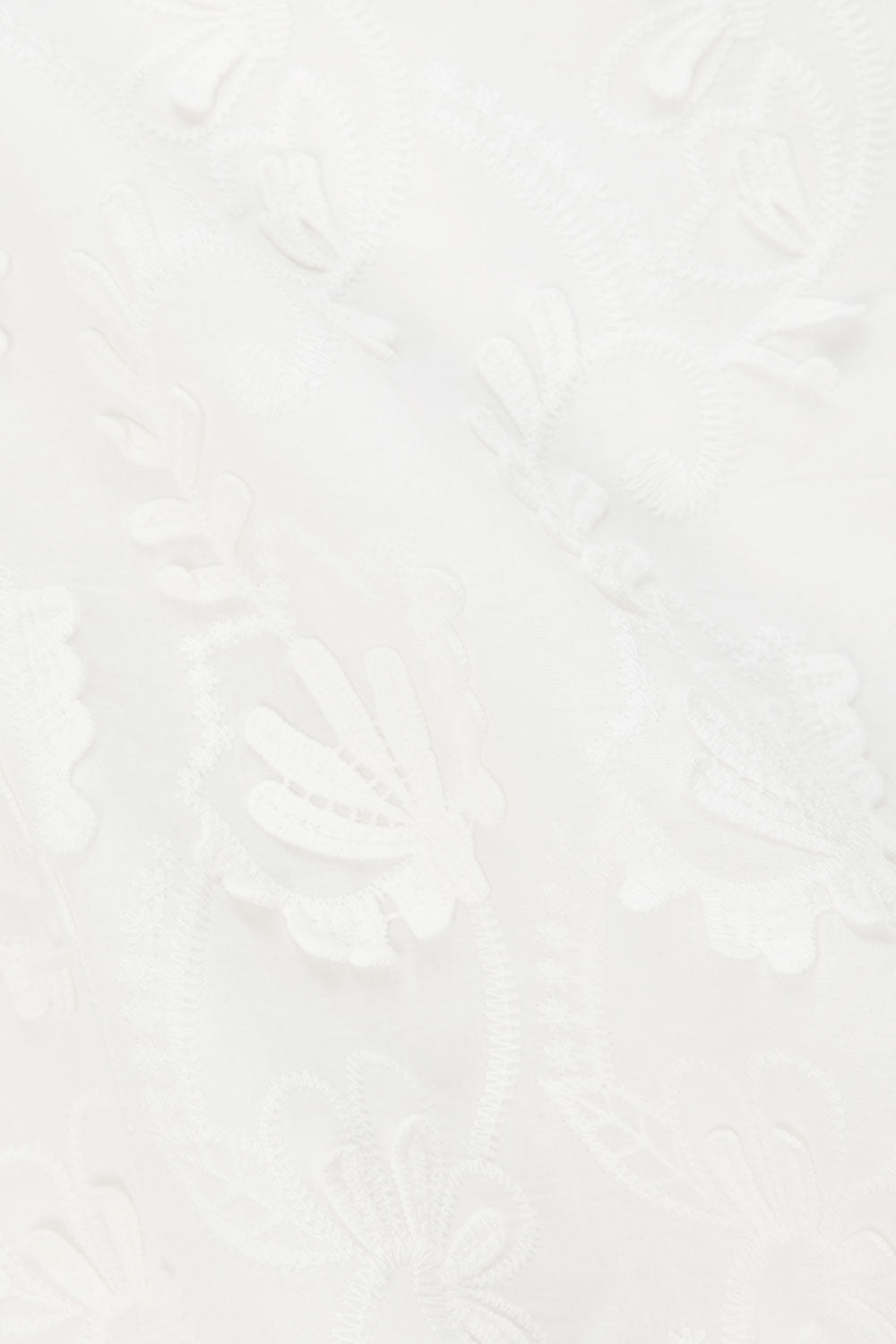 White Leafy Motif V Neck Cambria Top