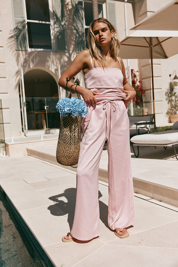 Blush Pink Elastic Drawstring Tamar Pants