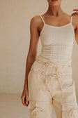 Jaicee High Waisted Tie Pants - Cream