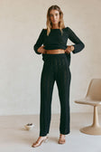 Black Crochet Knit High Waist Cierra Pants