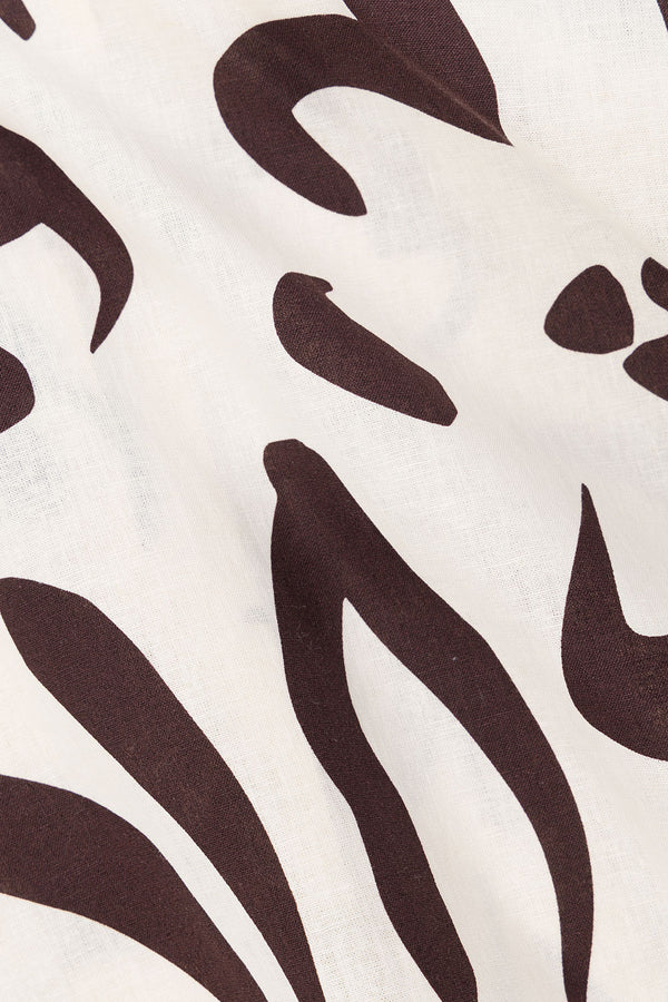 Cream Floral Fleur Lines Print Button Up Seona Top