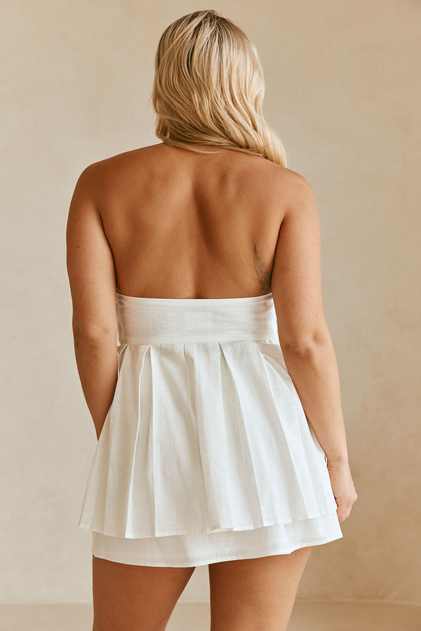 White Cotton Strapless Babydoll Avenue Top