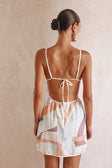 White Halcyon Print Backless Mini Strappy Amie Dress