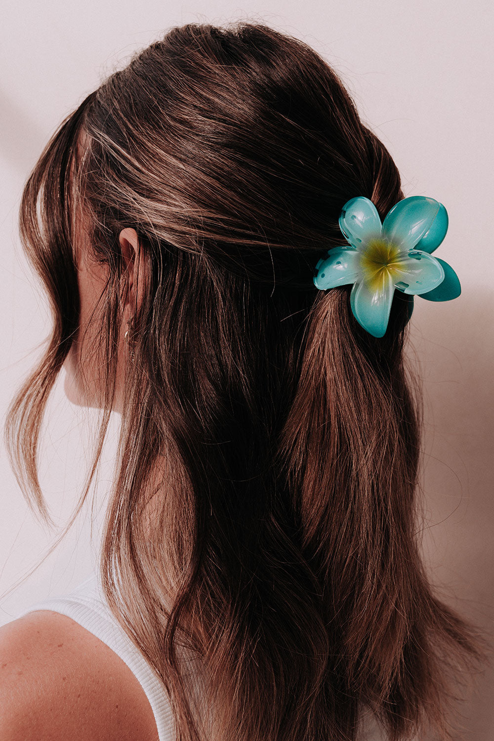 Blue Flower Frangipani Claw Clip
