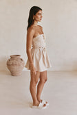 Taupe Strapless Tie Mini Juliet Dress