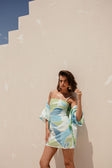Amira Thin Strap Mini Dress - Magnolia Print, Blue, Green, White