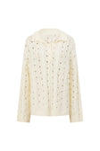 Cream Cable Knit Long Sleeve Collar Elana Sweater