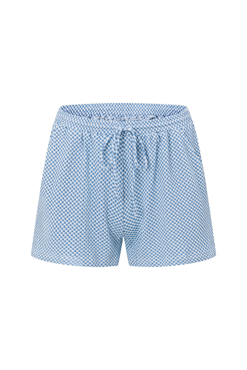 Blue And White Checker Drawstring Marah Shorts