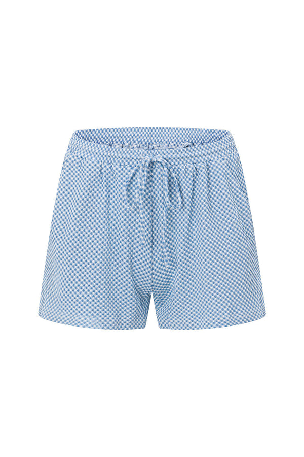 Blue And White Checker Drawstring Marah Shorts