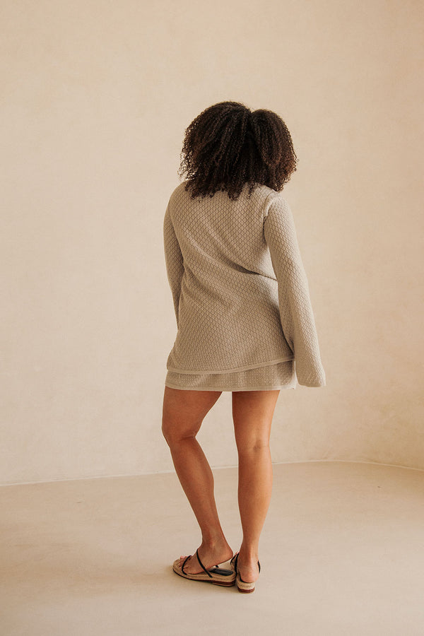 Grey Knit High Wast Wrap Mini Baylie Skirt