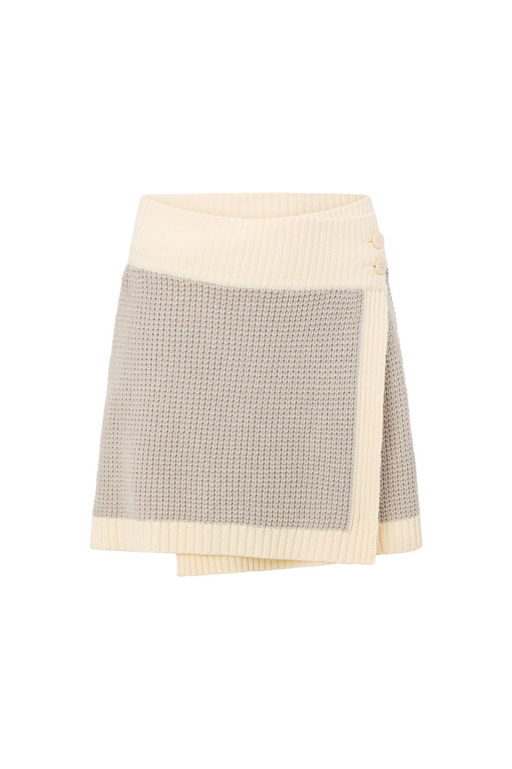 Grey Knit High Waist Wrap Mini Chester Skirt