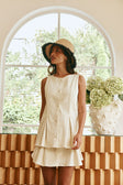 Cream Button Up Pleated Mari Top