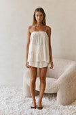 Beige Broderie Elastic Drawstring Hazel Shorts