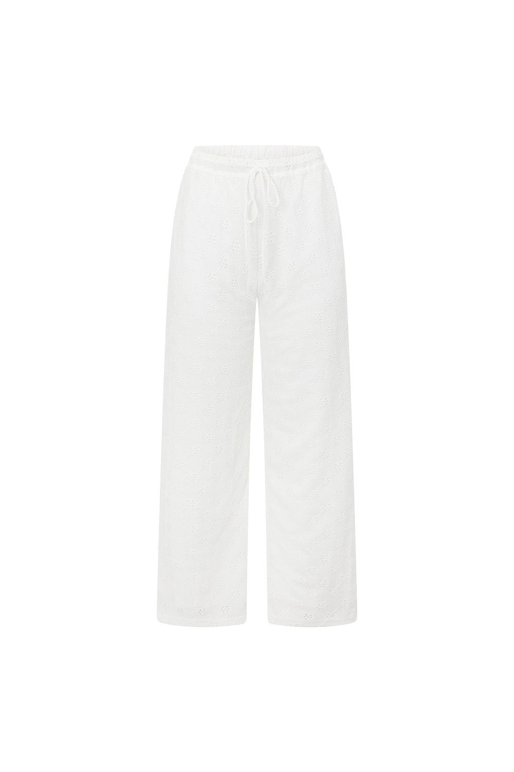 White High Waist Elastic Drawstring Ellira Pants
